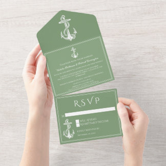Invitación Todo En Uno Anclaje náutico Moss Green