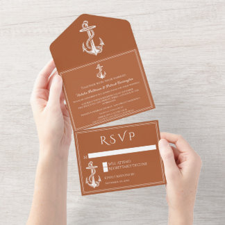 Invitación Todo En Uno Anclaje náutico Naranja quemado