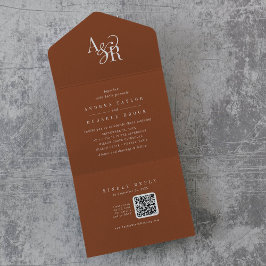 Invitación Todo En Uno ANDREA QR Code Terracotta Simple Minimal Wedding