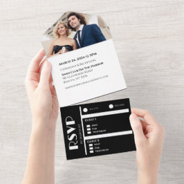 Invitación Todo En Uno Anillo de Bodas blancos y negros-Foto-