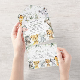 Invitación Todo En Uno Animales de la jungla, Safari, Salvaje, Baby Showe