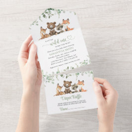 Invitación Todo En Uno Animales de Woodland, Bosque, Salvaje, Baby Shower