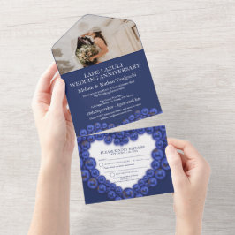 Invitación Todo En Uno Aniversario de boda 9 años fiesta azul foto