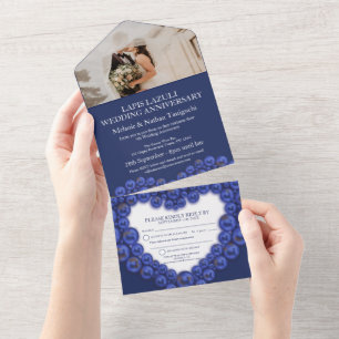 Invitación Todo En Uno Aniversario de bodas 9 años fiesta azul foto