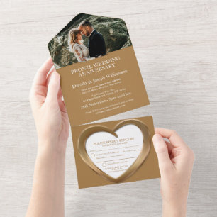 Invitación Todo En Uno Aniversario de bodas de bronce 8 años evento de fi