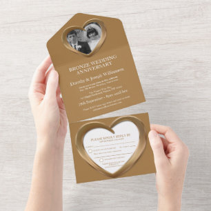 Invitación Todo En Uno Aniversario de bodas de bronce evento de fiesta de