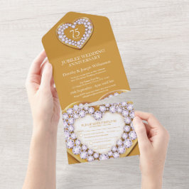 Invitación Todo En Uno Aniversario de bodas de oro 75 años evento de fies