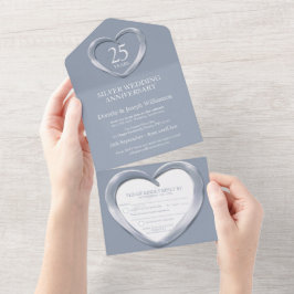 Invitación Todo En Uno Aniversario de bodas de plata 25 años fiesta event