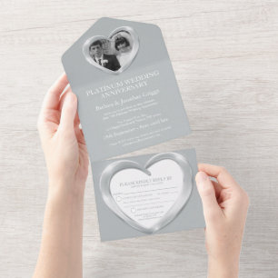 Invitación Todo En Uno Aniversario de bodas de platino evento de fiesta d