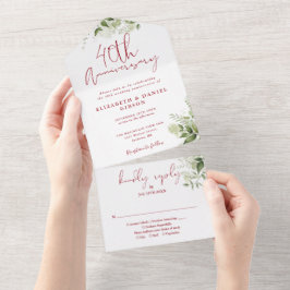 Invitación Todo En Uno Aniversario de Bodas nº 40 Verde Floral