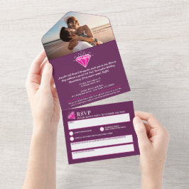 Invitación Todo En Uno Aniversario de bodas número 5 fiesta gema turmalin