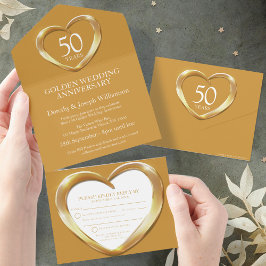 Invitación Todo En Uno Aniversario del boda de Oro 50 años fiesta