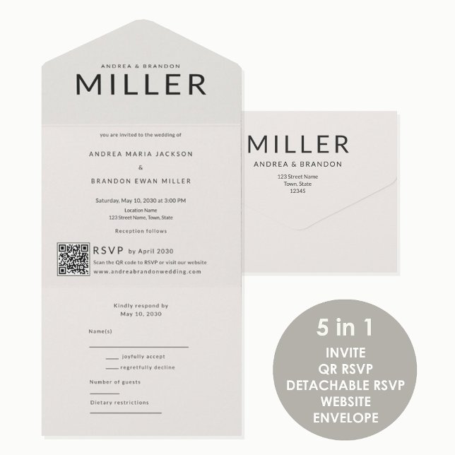 Invitación Todo En Uno Apellido Arquitectónico QR Boda (Subido por el creador)