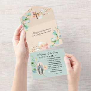 Invitación Todo En Uno Apoyo al estímulo religioso Guión Floral
