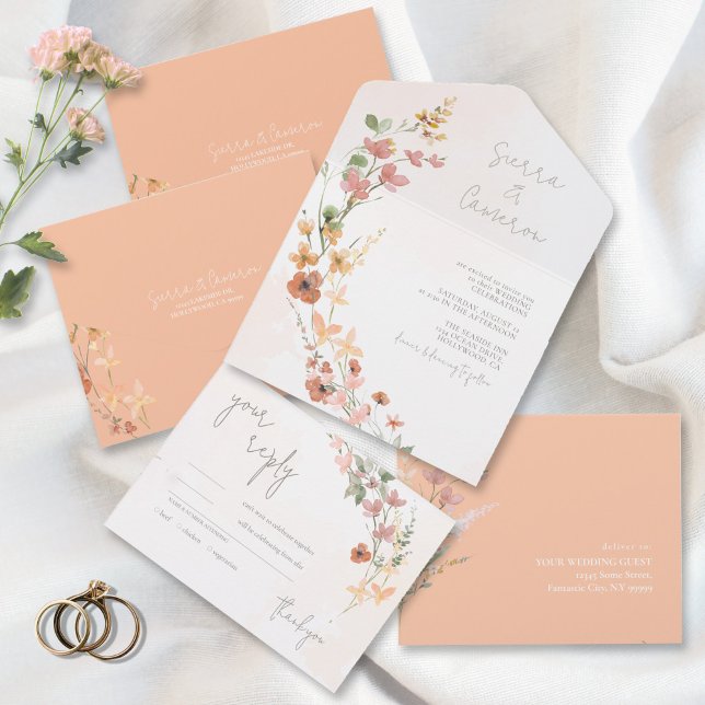 Invitación Todo En Uno Apricot ID1023, Boda de girasol soleado (Subido por el creador)
