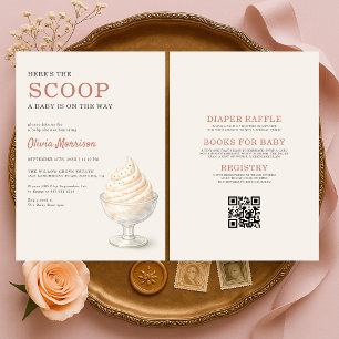 Invitación Todo en uno Aquí está la cucharada de helado Baby