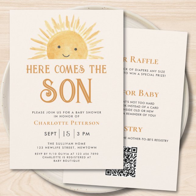 Invitación Todo En Uno Aquí Viene El Baby Shower Del Hijo (Subido por el creador)