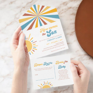 Invitación Todo En Uno Aquí Viene El Baby Shower Del Niño