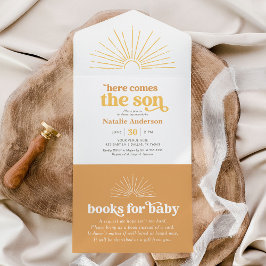 Invitación Todo En Uno Aquí viene el Baby Shower Son Sunshine