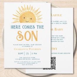 Invitación Todo en uno Aquí viene el hijo Baño de bebé niño