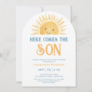 Invitación Todo En Uno Aquí Viene El Hijo Código QR Baby Show