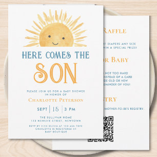 Invitación Todo en Uno Aquí Viene el Hijo Ducha de Niño
