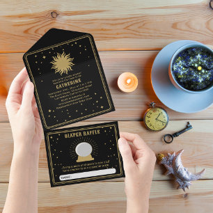Invitación Todo En Uno Aquí Viene El Hijo Sun Tarot Baby Shower