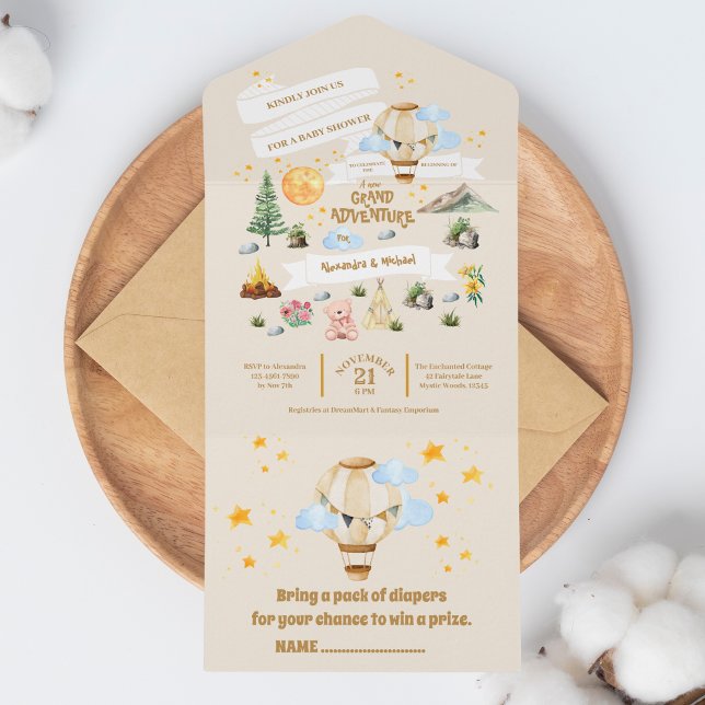 Invitación Todo En Uno Árboles acuáticos de Baby Shower de aventura (Subido por el creador)