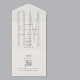 Invitación Todo En Uno Architectural Monogram Minimal All-in-One Wedding
