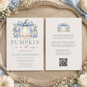 Invitación Todo en uno Arco Azul Chico Niño Calabaza Baby Sho