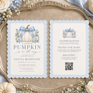 Invitación Todo en uno Arco Azul pequeño Baby Shower de Calab