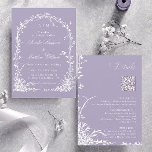 Invitación Todo en Uno Arco Botánico Jardín Boda Lavanda