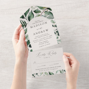Invitación Todo En Uno Arco de Abundante Verdor para Bodas