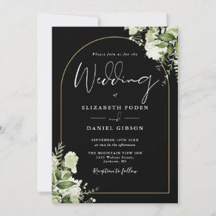 Invitación Todo en uno Arco de Floristería Dorada para Boda