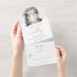 Invitación Todo En Uno Arco floral acuático Boda Rsvp