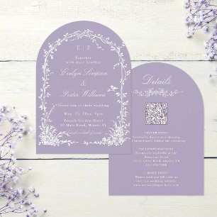Invitación Todo en Uno Arco Floral Jardín Boda Lavanda