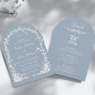 Invitación Todo en uno Arco Floral Jardín Boda Polvoriento Az