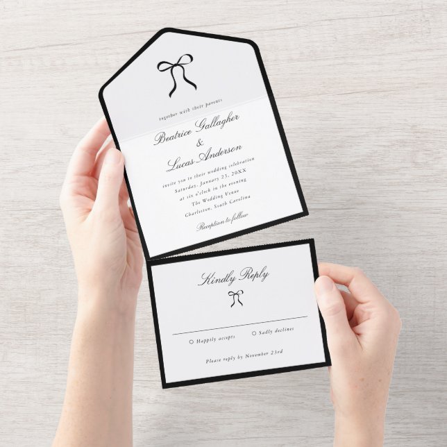 Invitación Todo En Uno Arco Simple Clásico Boda (desgarro)