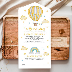 Invitación Todo En Uno Arriba Arriba y Lejos Globo Aerostático Amarillo B