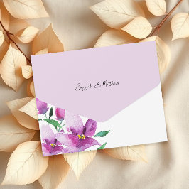 Invitación Todo En Uno Arte de flores de acuarela elegante en violeta