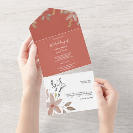 Invitación Todo En Uno Arte minimalista de acuarela elegante de terracota
