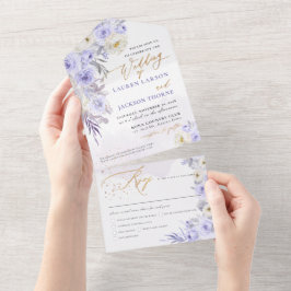 Invitación Todo En Uno ArtesApp elegante Rosas turbios morados polvo de o