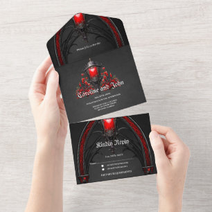 Invitación Todo En Uno Asombrosas rojas y diseño de puertas