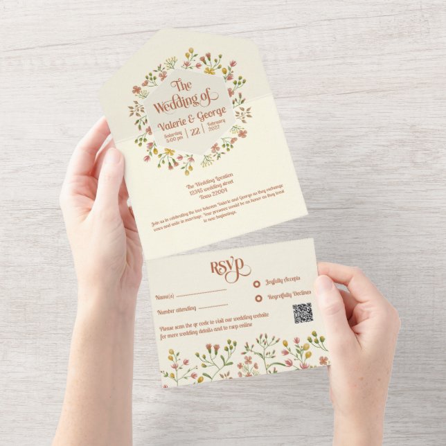 Invitación Todo En Uno Audaces tonos de tierra retro | Todo en una invita (desgarro)