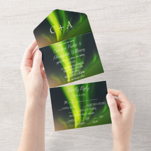 Invitación Todo En Uno Aurora Borealis Boda