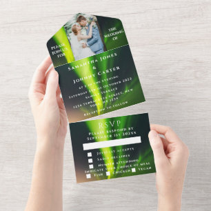 Invitación Todo En Uno Aurora Borealis Starry Night Stars Photo Boda