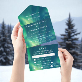 Invitación Todo En Uno Aurora Borealis Starry Night Stars Sky Boda
