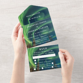 Invitación Todo En Uno Aurora Starry Night Stars Sky Boda Todo En Uno A