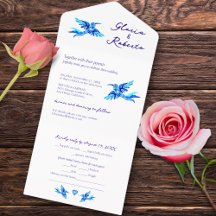 Aves azules todas en una boda mexicana invitadas