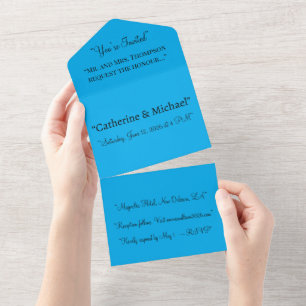 Invitación Todo en Uno Azul Cielo Look Moderno d
